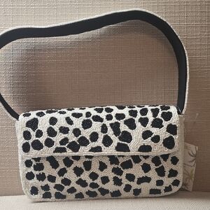Stylish Black and White Beaded Women's Bag